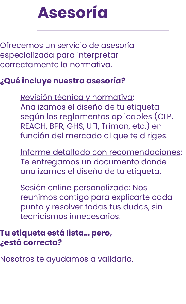 Asesor a Ofrecemos un servicio de asesor a especializada para interpretar correctamente la normativa. ¿Qu incluye nu...