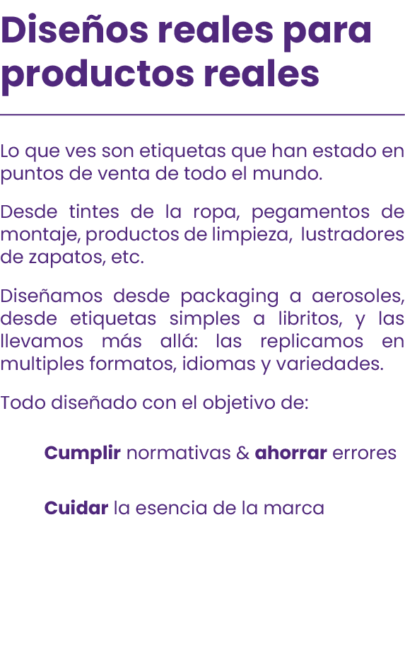 Dise os reales para productos reales Lo que ves son etiquetas que han estado en puntos de venta de todo el mundo. Des...
